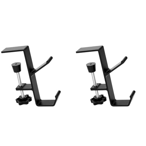 ZORBES® Underdesk Hook Hanger Metal Headphone Screw Mounted Aluminum Alloy Desk Dual-Hook Universal Adjustable Organizer for School Office 2 PCS ZORBES® Underdesk Hook Hanger Metal Headphone Screw Mounted Aluminum Alloy Desk Dual-Hook Universal Adjustable Organizer for School Office 2 PCS